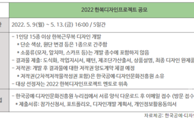 공진원, ‘2022 한복디자인프로젝트’ 디자이너 공모